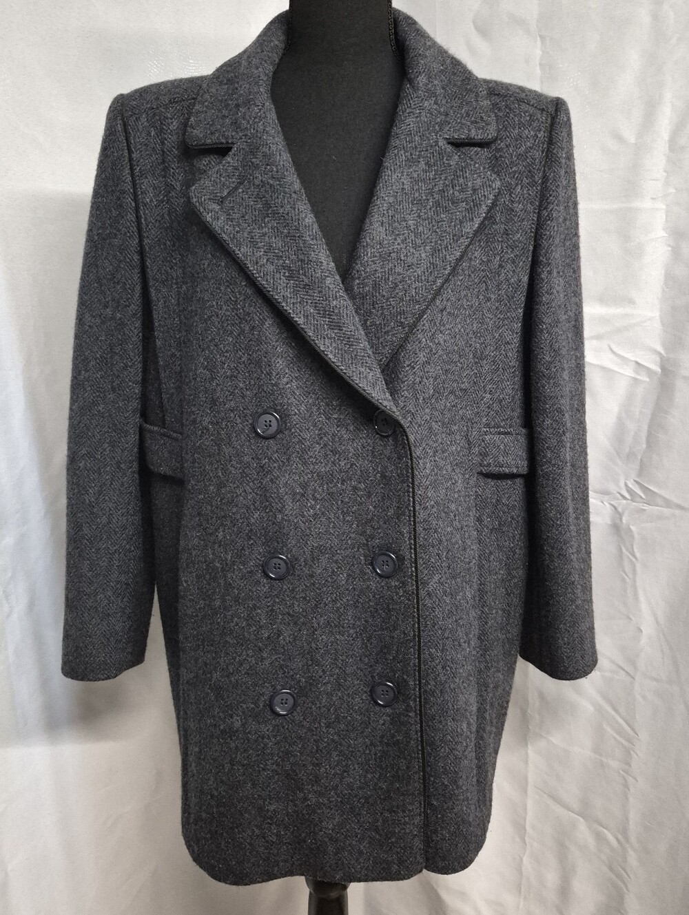 Vintage Alorna Classic Charcoal Double-Breasted Pea Coat